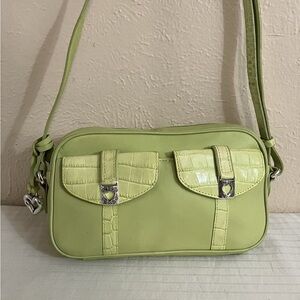 Brighton Trendy Lime Crossbody Bag with Buckle Accents